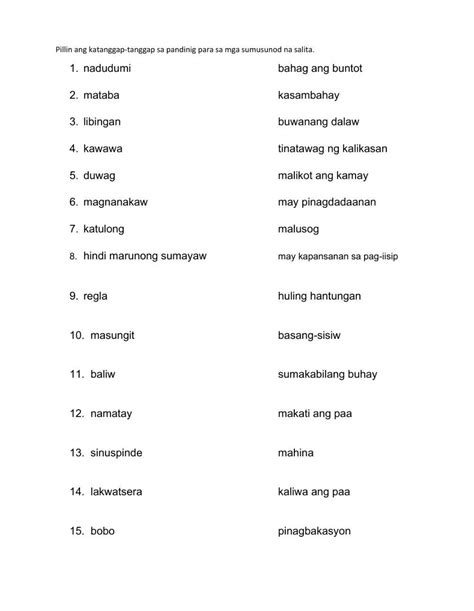 eupemistikong pahayag worksheet|Eupemistikong Pahayag .